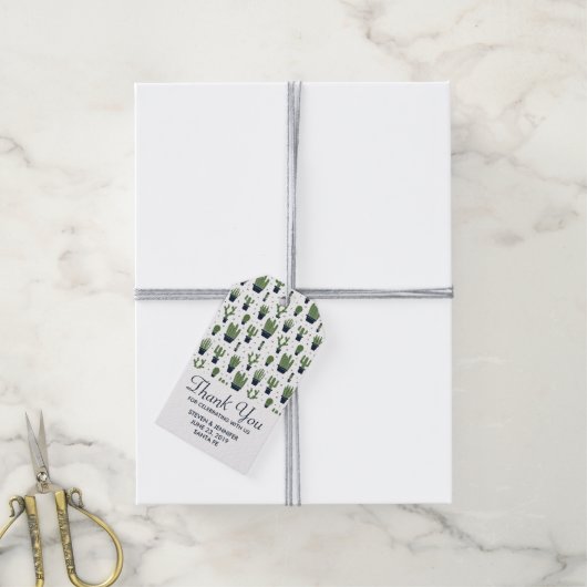 Étiquettes-cadeau Rustic Green Cactus Motif Mariage du désert (Avec de la ficelle)