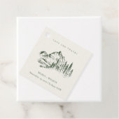 Étiquettes Cadeau Rustic Green Pine Woods Mountain Sketch Mariage (En situation)