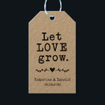 Étiquettes-cadeau Rustic Kraft Let Love Grow Seed Mariage Tags cadea<br><div class="desc">Laisse L'Amour Cultiver Des Graines. Ajoutez une touche amusante de couleur et de style unique à votre mariage ou à votre douche nuptiale préférée. Un sac de douche nuptiale est un grand complément à la planification de la fête. Ces sacs uniques seront facilement utilisés comme un cadeau et peuvent servir...</div>