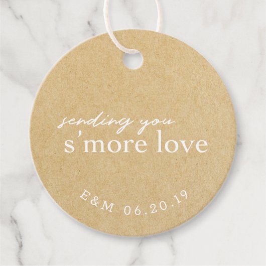 Étiquettes Cadeau Rustic Kraft S'more Love Mariage Round (Devant)