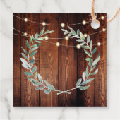 Étiquettes Cadeau Rustic leaves wood string lights Wedding Thank You (Dos)