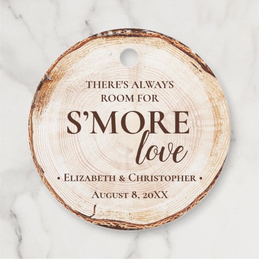Étiquettes Cadeau Rustic Mariage S'mores Love Custom (Dos)
