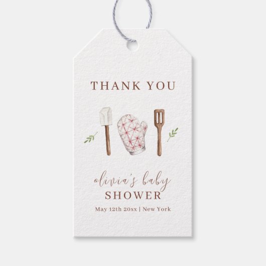 Étiquettes-cadeau Rustic Modern Chef Cuisine Stuff Baby shower (Devant)