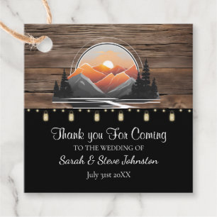 Étiquettes Cadeau Rustic Mountain Valley Forest Sunset Wedding Favor