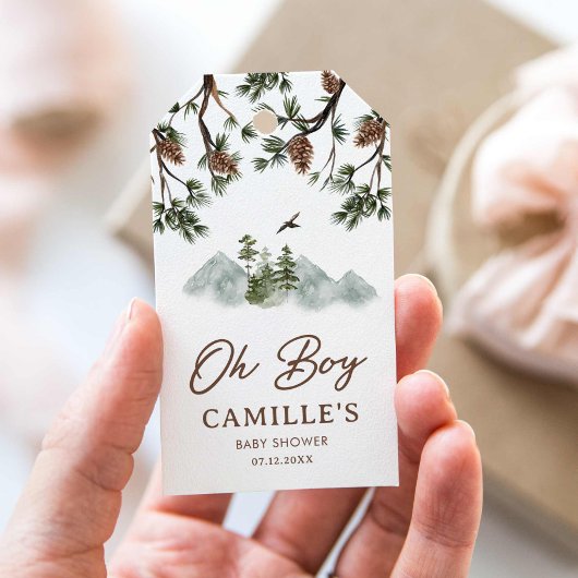 Étiquettes-cadeau Rustic Mountains Oh Boy Baby shower Favoriser les 