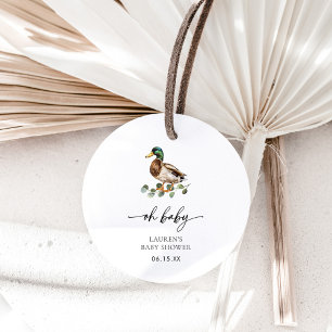 Étiquettes Cadeau Rustic Oh Baby Mallard Baby shower canard