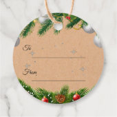 Étiquettes Cadeau Rustic Peace et Joy Red Berries Noël Feuille (Dos)