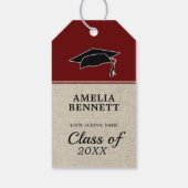 Étiquettes-cadeau Rustic Red Félicitations Casquette diplômé (Dos)