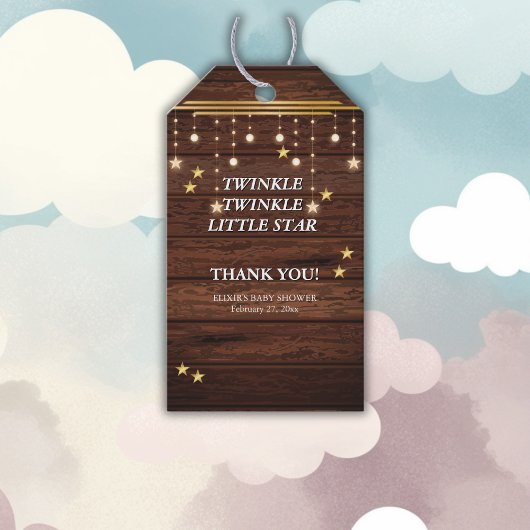 Étiquettes-cadeau Rustic Twinkle Twinkle Little Star Baby shower