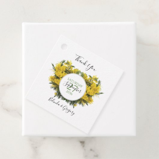 Étiquettes Cadeau Rustic Wattle Acacia Mariage cadeau (En situation)