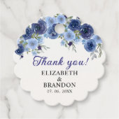 Étiquettes Cadeau Rustic Wedding with Blue Navy Flowers (Devant)