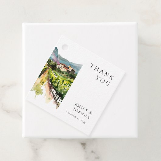 Étiquettes Cadeau Rustic Winery Mariage paysage (En situation)