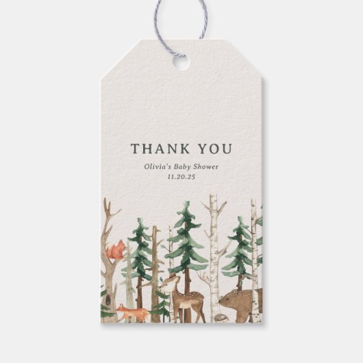 Étiquettes-cadeau Rustic Winter Woodland Baby Shower (Devant)