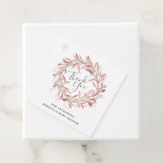 Étiquettes Cadeau Rustic Wreath Baby Shower Thank You (En situation)