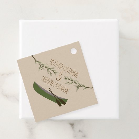 Étiquettes Cadeau Rustique À feuillage persistant Branches Mariage d (En situation)