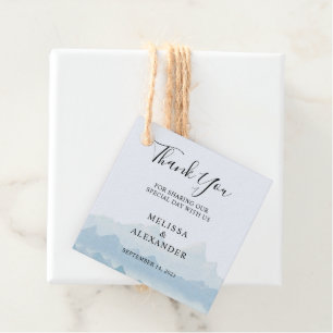 Étiquettes Cadeau Rustique Aquarelle chaîne de montagnes Mariage Mer