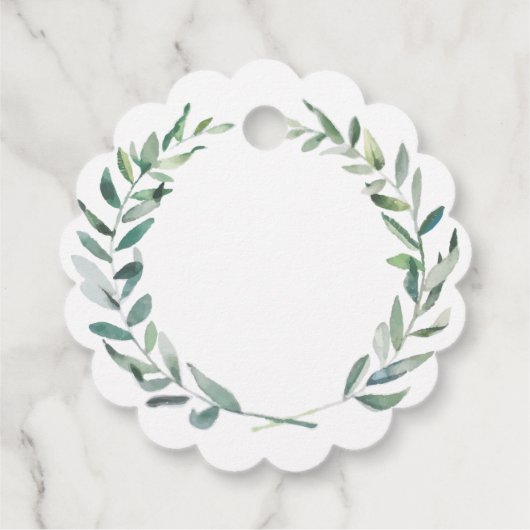 Étiquettes Cadeau Rustique Aquarelle feuilles d'olivier Mariage Merc (Dos)