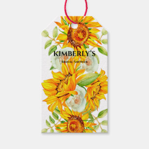 Étiquettes-cadeau Rustique Aquarelle Sunflower Fête des mariées Cade