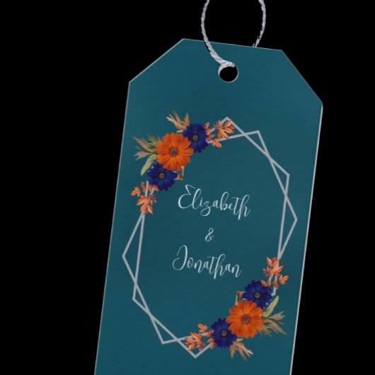 Étiquettes-cadeau Rustique Automne Orange Navy Bleu Floral Mariage