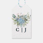 Étiquettes-cadeau Rustique Bleu Floral Wreath Verdure Mariage Faveur (Dos)