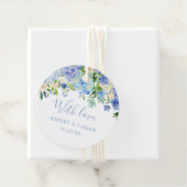 Étiquettes Cadeau Rustique bleu Hydrangea Aquarelle Mariage Floral (En situation)