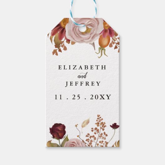 Étiquettes-cadeau Rustique Botanique Mariage de automne d'automne (Devant)
