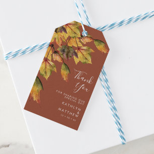 Étiquettes-cadeau Rustique Brown Autumn Foliage Mariage de automne M