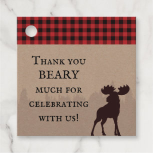 Étiquettes Cadeau Rustique Buffalo Plaid bûcheron Merci d'anniversai