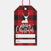 Étiquettes-cadeau Rustique Buffalo Plaid Script Joyeux Noël (Devant)