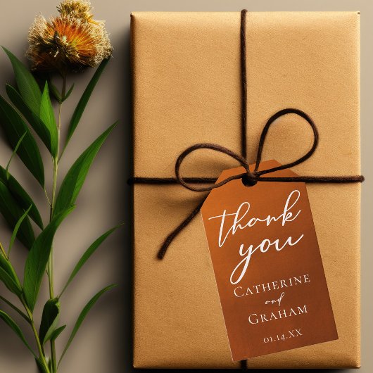 Étiquettes-cadeau Rustique Burtic Orange Typographie Mariage d'autom