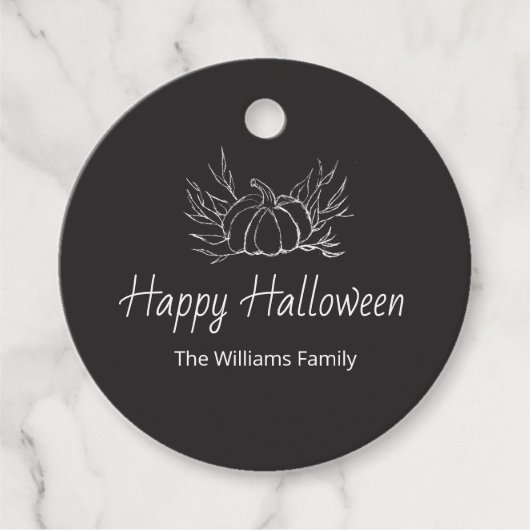 Étiquettes Cadeau Rustique Chalkboard Halloween Party Simple Citroui (Devant)