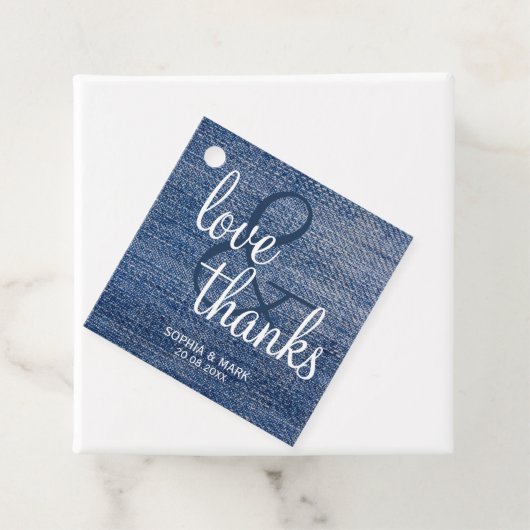Étiquettes Cadeau Rustique Denim amour merci Mariage campagnard bleu (En situation)