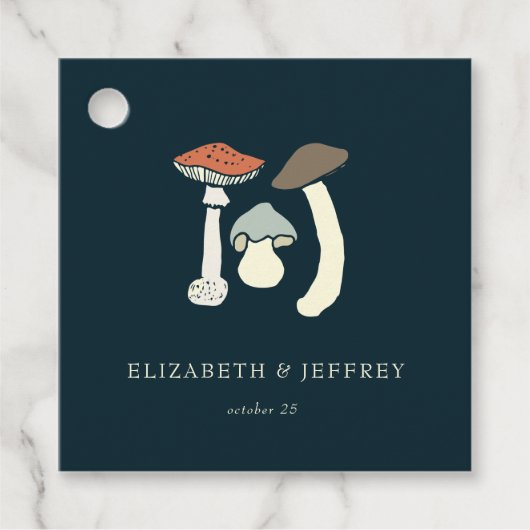 Étiquettes Cadeau Rustique Elegant Bois Wild Champhrooms Mariage (Devant)