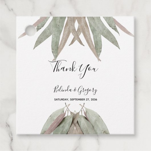 Étiquettes Cadeau Rustique Eucalyptus Leaf Mariage cadeau (Devant)
