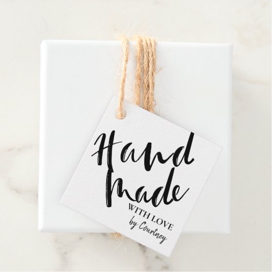 Étiquettes Cadeau Rustique fait à la main avec l'amour Script (En situation)