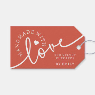 Étiquettes-cadeau Rustique fait à la main avec l'amour Script Coeur 