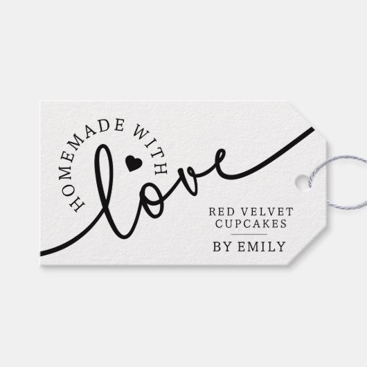 Étiquettes-cadeau Rustique fait maison avec l'amour Script Coeur Pro (Devant (Horizontal))