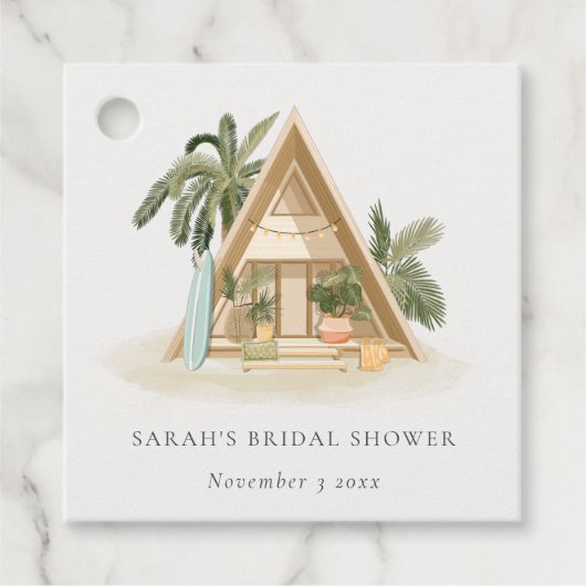 Étiquettes Cadeau Rustique Fête de Mariage Tropicale de la Plage de (Devant)
