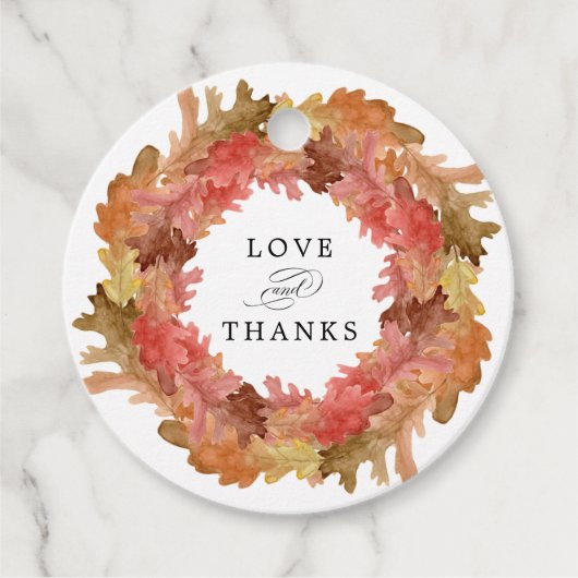 Étiquettes Cadeau Rustique Feuilles Automne Automne Mariage Wreath A (Devant)