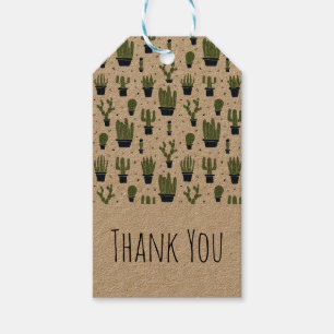 Étiquettes-cadeau Rustique Green Cactus Motif du désert Merci