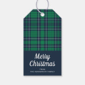 Étiquettes-cadeau Rustique Green Plaid Joyeux Noël (Devant)
