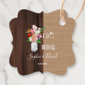 Étiquettes Cadeau Rustique Hawaiian Floral Burlap Grange I DO Barbec (Dos)