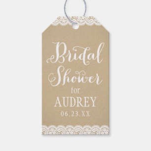 Étiquettes-cadeau Rustique Kraft et dentelle Mariage Fête des mariée