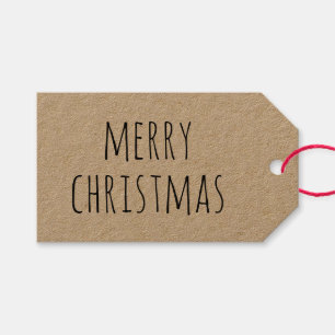 Étiquettes-cadeau Rustique Kraft Joyeux Noël Minimaliste des Fêtes