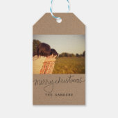 Étiquettes-cadeau Rustique Kraft papier Joyeux Noël Script Photo (Devant)