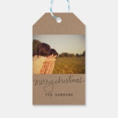 Étiquettes-cadeau Rustique Kraft papier Joyeux Noël Script Photo (Dos)