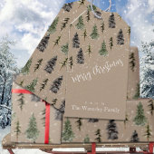 Étiquettes-cadeau Rustique Kraft Winter Woodland Snowy Spruce Trees