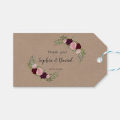 Étiquettes-cadeau Rustique Marsala Floral Mariage de papier d'artisa (Devant (Horizontal))