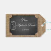Étiquettes-cadeau Rustique Mason Jar Burlap Mariage Personnalisé (Devant (Horizontal))