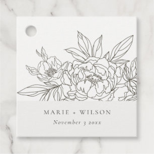 Étiquettes Cadeau Rustique minimaliste Élégant Brown floral Mariage